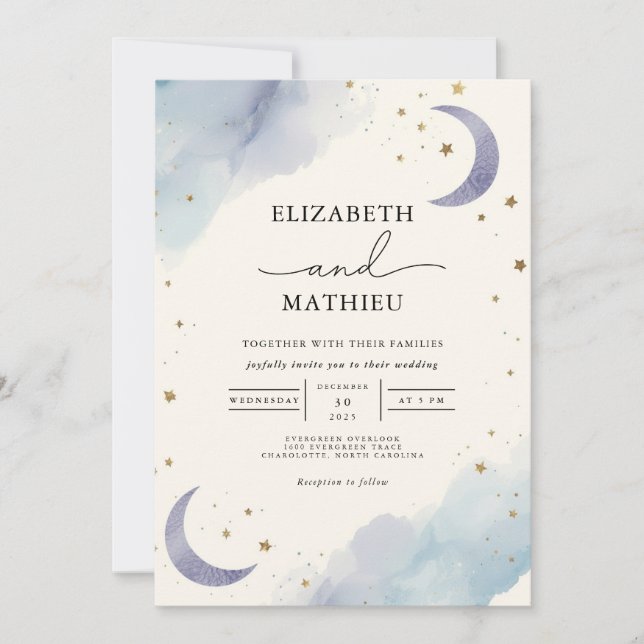 Convite Casamento Celestial de Dream Bloom (Frente)