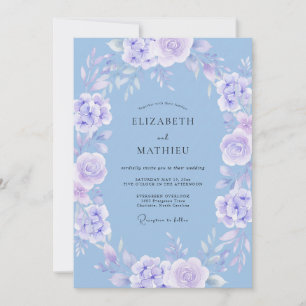Convite Casamento Celestial de Primavera com Lavanda e Per