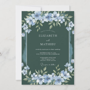 Convite Casamento Celestial de Primavera em Verde Caçador