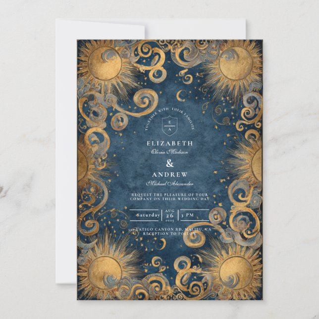 Convite Casamento Celestial do Sol da Meia-Noite (Frente)