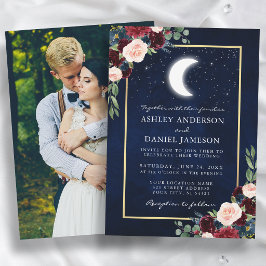 Convite Casamento Celestial Dourado Lua Estrelas Foto