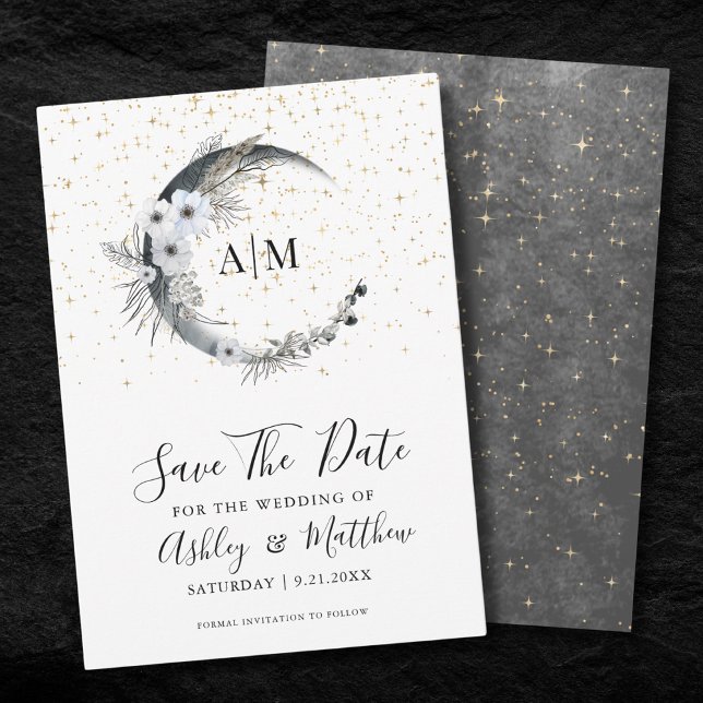 Convite Casamento Celestial Elegante Salvar A Data (Elegant Celestial Wedding Save The Date Invitation)