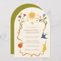 Casamento Celestial Folk pintado à mão