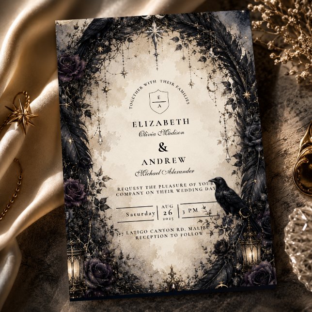 Convite Casamento Celestial Gótico Encantado (Criador carregado)
