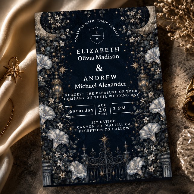 Convite Casamento Celestial Gótico Escuro (Criador carregado)