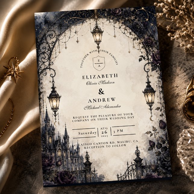 Convite Casamento Celestial Gótico Mal-humorado (Criador carregado)