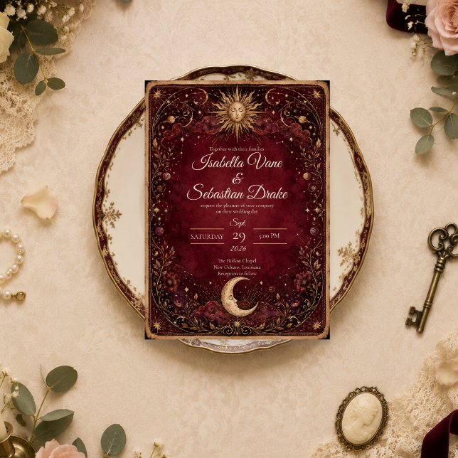 Convite Casamento Celestial Gótico Mal-humorado (Criador carregado)
