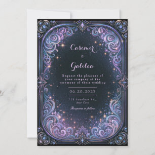 Convite Casamento Celestial Lavanda à Meia-Noite