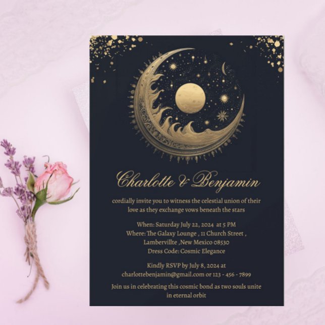 Convite Casamento Celestial Rústico Vintage (Criador carregado)