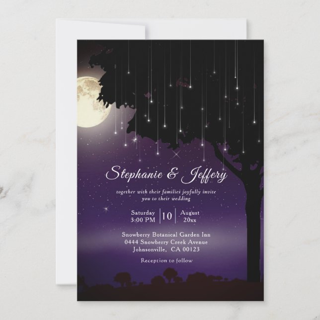 Convite Casamento Celestial Starry Night String (Frente)