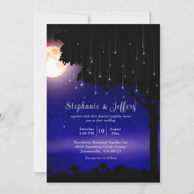 Convite Casamento Celestial Starry Night String (Frente)