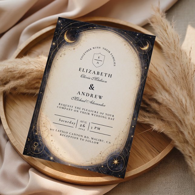 Convite Casamento Celestial Vintage (Criador carregado)