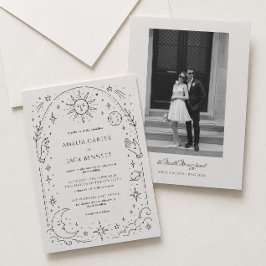 Convite Casamento Celestial Vitoriano Preto e Marfim