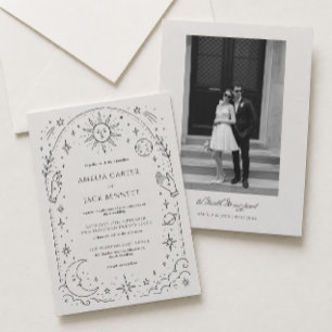 Convite Casamento Celestial Vitoriano Preto e Marfim