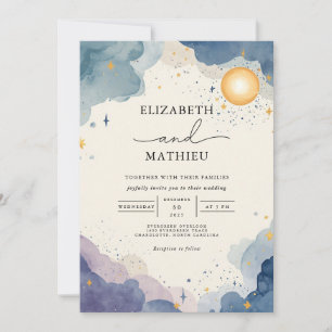 Convite Casamento Celestial Watercolor Sky