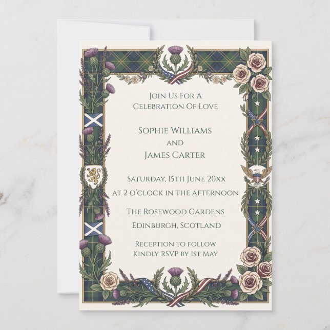 Convite Casamento Celtic Thistle (Frente)