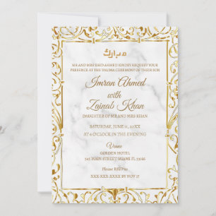 Convite Casamento Cerimônia Valima com Mármore Branco e Re