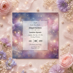 Convite Casamento Céus de Poeira Estelar Celestial Brilhan