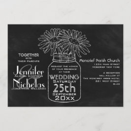 Convite Casamento Chalkboard Mason Jar Typografia