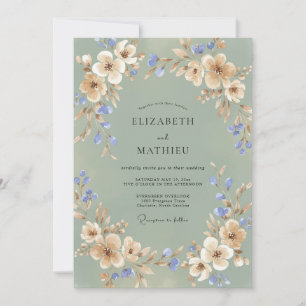 Convite Casamento Champagne Blush Peônia Periwinkle