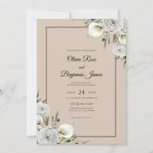Convite Casamento Champagne Marfim Suave Folha