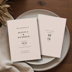 Convite Casamento Champagne Minimalista Moderno e Elegante