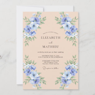 Convite Casamento Champanhe Flor de Centáurea Costeira