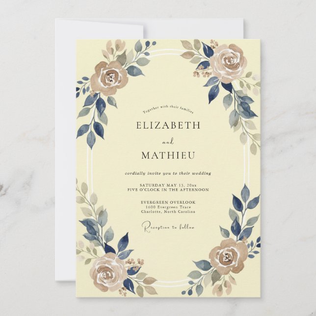 Convite Casamento Champanhe Folhagem Eucalipto (Frente)