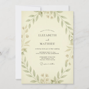 Convite Casamento Champanhe Olive Foliage Eucalipto Empoei