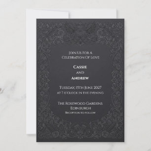 Convite Casamento Charcoal Gothic Rosa Corvo