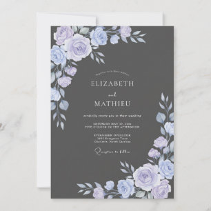 Convite Casamento Charcoal Lilac Folhoso