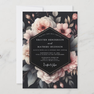 Convite Casamento Charcoal Moody Bloom