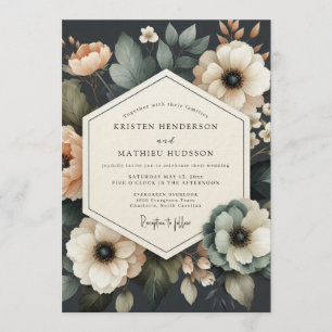 Convite Casamento Charcoal Moody Bloom