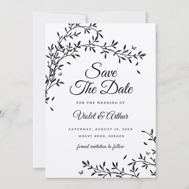 Convite Casamento Charme Florestal Salve A Data (Frente)