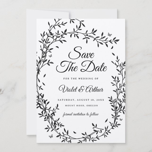 Convite Casamento Charme Florestal Salve A Data  (Frente)