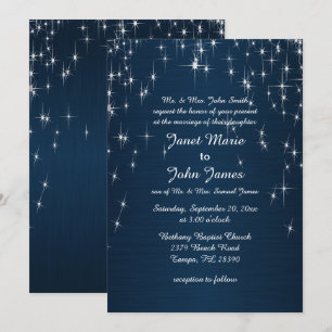 Convite Casamento Charming Star Struck   Azul Marinho