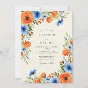 Convite Casamento Charmoso de Primavera com Céu Azul e Lar