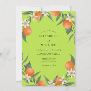 Convite Casamento Chartreuse Laranja Cítrico Eucalipto