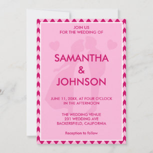 Convite Casamento Chevron Rosa Bege Minimalista Chic