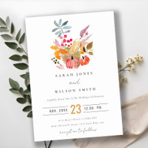 Casamento Chic Autumn Harvest Pumpkin Watercolor