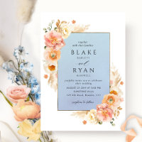 Casamento Chic Azul, Pêssego, Blush e Creme Floral