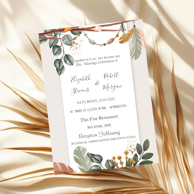 Convite Casamento Chic Boho  (Criador carregado)