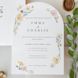 Convite Casamento Chic Boho Pastel Flores Silvestres Prima