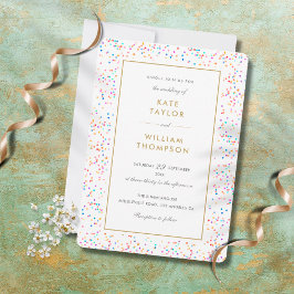 Convite Casamento Chic Colorful Rainbow Confetti