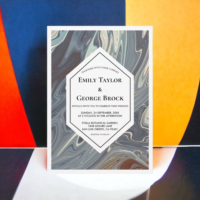 Convite Casamento Chic com Abstratos na moda de pintura de (Criador carregado)