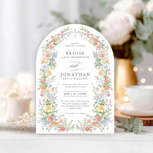 Convite Casamento Chic com Arco Floral Primavera de Pastel