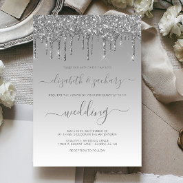 Convite Casamento Chic com Brilho Prateado a Cair