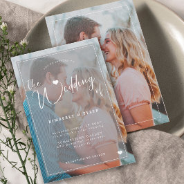 Convite Casamento chic com cobertura branca com 2 fotos mo