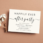 Convite Casamento Chic Cream Após Festa<br><div class="desc">Mínimo de creme de leite para um casamento após a festa. "Feliz Festa Nunca Depois" é escrito em uma mistura de simples tipografia e uma moderna tradição com pestanas.</div>