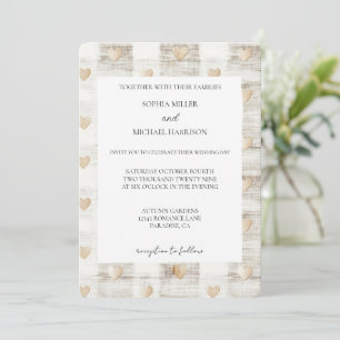 Convite Casamento Chic Cream Beige Hearts